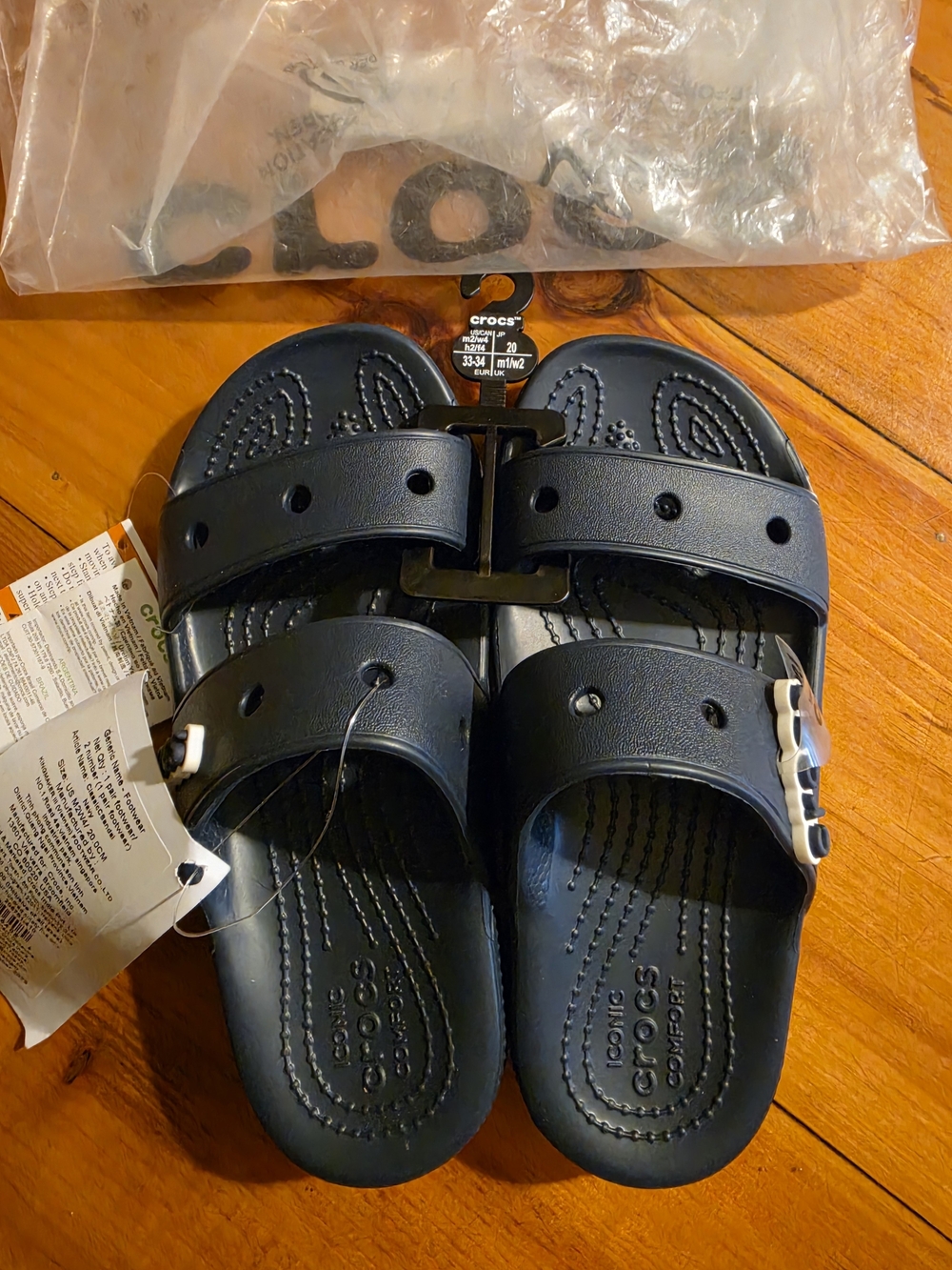 Crocs Kids' Black Dual-Strap Slide Sandals